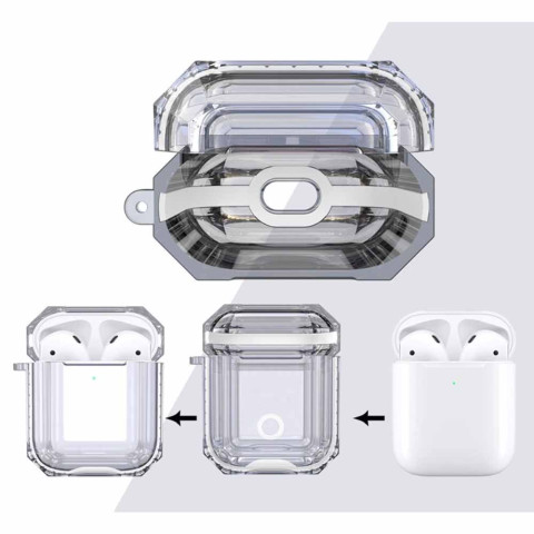 Чехол для AirPods 1/2 Shockproof Transparent White Чехол для AirPods 1/2 Shockproof Transparent White